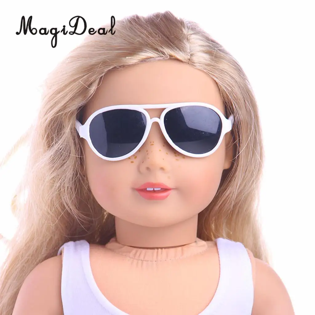MagiDeal Fashion 1Pair Oval Frame Plastic Summer Glasses Sunglasses for 18 Inch   Dolls Dollhouse Acce Gift 5Colors