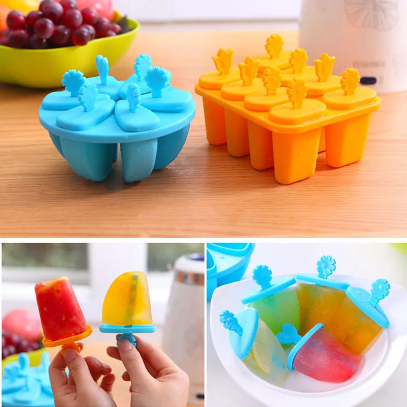 CTDSGW000281 Creative Circular Pattern DIY Homemade Ice Lattice Ice Cream Mold Blue Orange