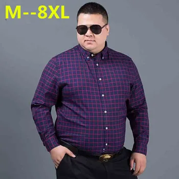 

10XL 8XL 6XL Men's Cotton Casual Plaid Shirts Long Sleeve Loose Fit Comfortable Brushed Flannel Shirt Leisure Styles Tops Shirt