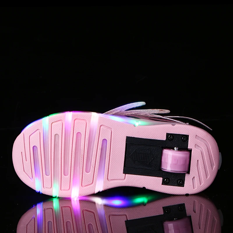 Heelys кроссовки для мальчиков и девочек на роликовых коньках, детская обувь с колесом, Негро Zapatillas Con Ruedas светодиодный, размер 16,8-23 см, розовый