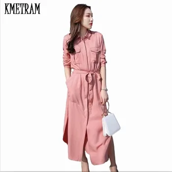 

KMETRAM 2020 Temperament Women Dress Split Spring Summer Dress Long Sleeve Elegant Slim Sexy Dress Vestidos Plus Size 2XL HH775
