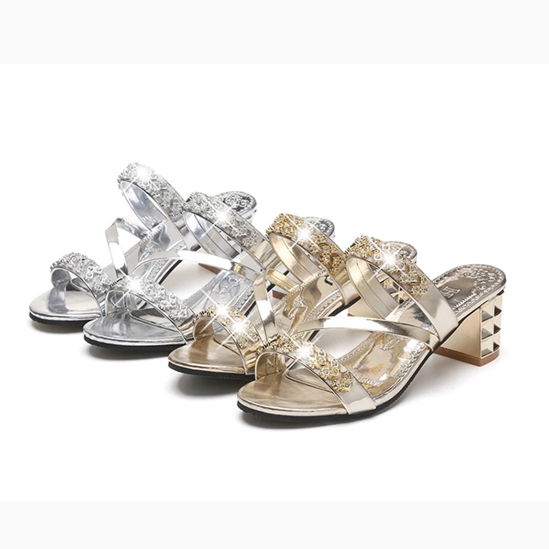 

Women Sandals 2018 Women Summer Slipper Shoes Women High Heels Flip-flops Sandals Fashion Rhinestone Summer New Shoes NO.123