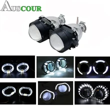 Estilo do carro de 3.0 polegadas hid bixenon lente Do Projetor de luz do dia levou correndo DRL kit de montagem do carro angel eyes apto para h1 h4 h7 para de metal