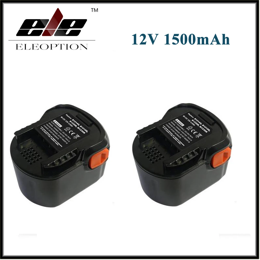 

2PCS Eleoption Rechargeable battery 12V 1500mAh 1.5 Ah Ni-CD For B1214G,B1215R,B1220R,M1230R,BS12G,BS12X,BSB12G,BSB12STX,BSS12RW