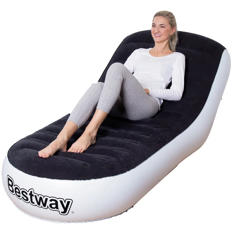 Single luxury flocking back inflatable sofa lazy sofa folding loungers outdoor portable inflatable chair,relax sleeping beds