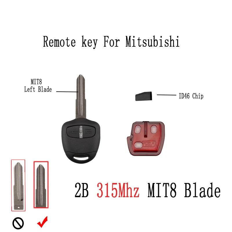 315MhzRemoteKeyForMitsubishiLancerOutlanderPajeroTritonASX