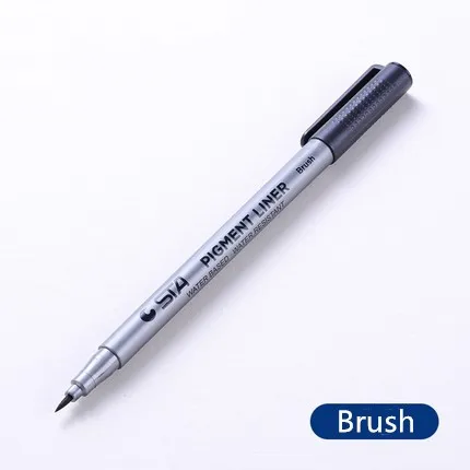 1 шт пигмент лайнер Pigma Micron чернила маркер для белой доски 0,05 0,1 0,2 0,3 0,4 0,5 0,6 0,8 различных наконечников, черная ручка эскизов ручки - Цвет: Brush