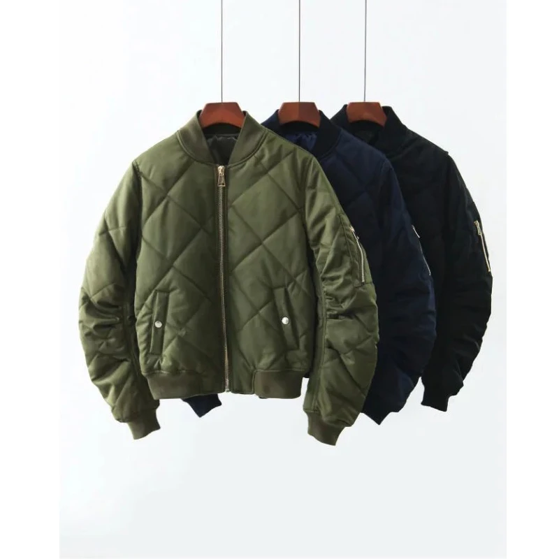 

Fashion autumn and winter plus cotton baseball uniform women's Army Green pilot jacket winter thickening loose design short