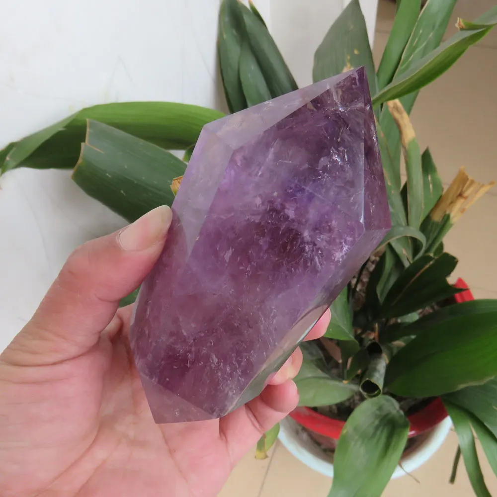 

327g Rare !!! AAAA++ Brazil Natural Amethyst Quartz Crystal Point Wand Double Terminated Polished Reiki Healing Mineral Specimen