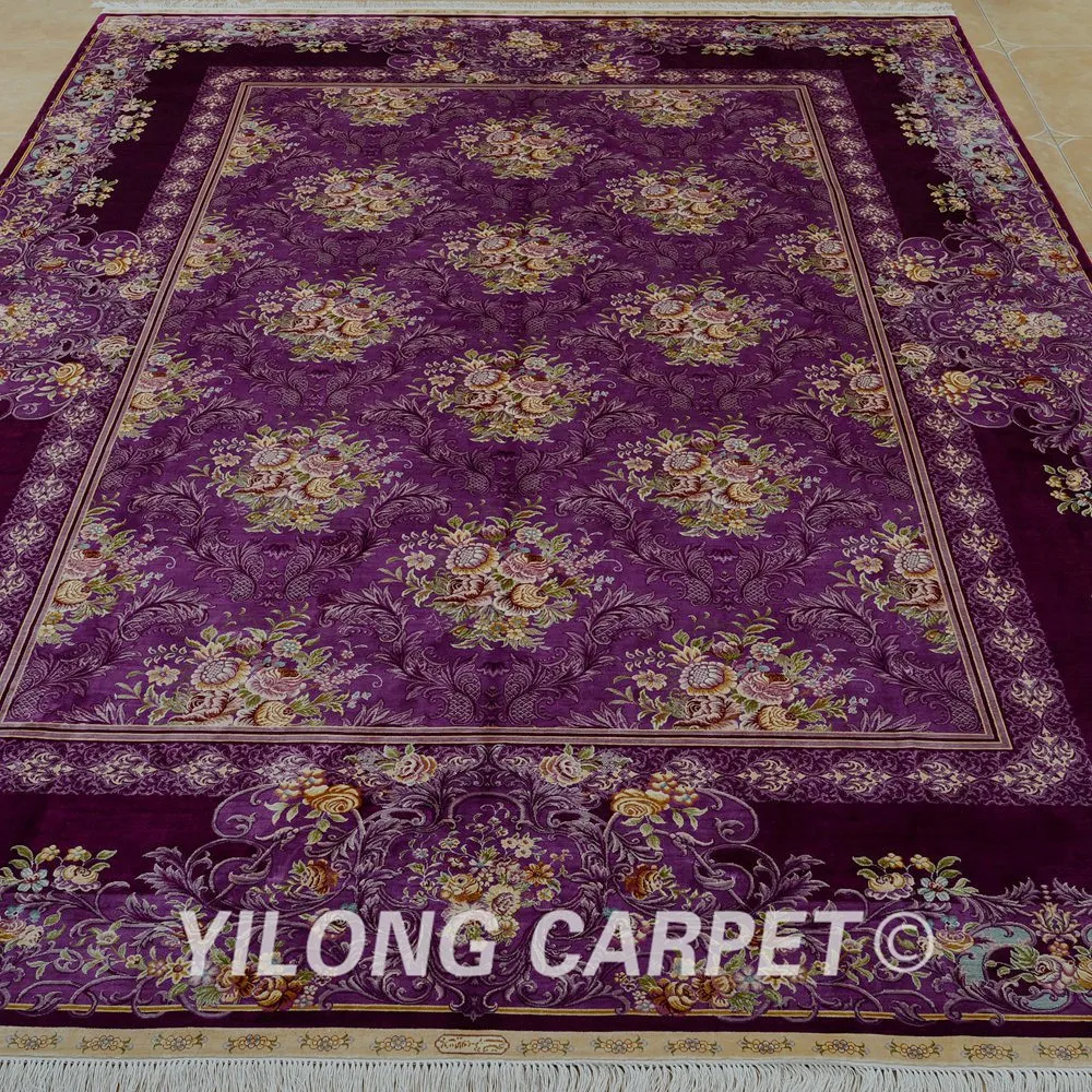 Классический коврик Yilong 8 2 'x 11 48' Vantage Большой античный фиолетовый цветочный