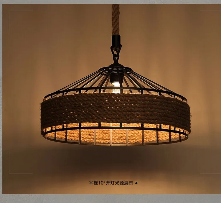 

American Countryside Hemp Rope Pendant Lamp Rope Birdcage Light Cafe Decoration Light D430MM AC90-265V Free Shipping
