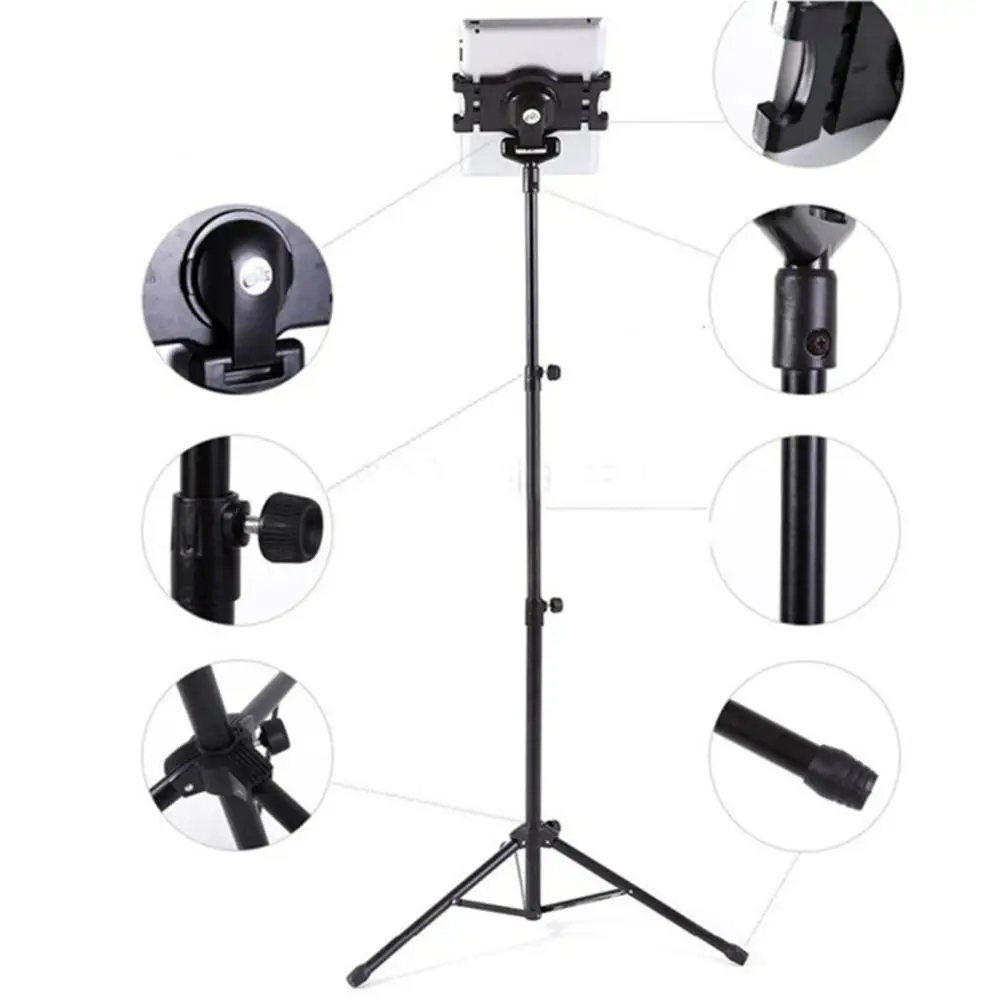 

None Adjustable Foldable Floor Tablet Tripod Stand for iPad mini iPad Air iPad 1,2,3,4 and All 7-10 Inch Tablets