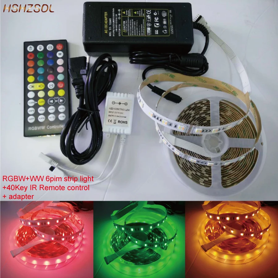 Светодиодная гибкая ленсветильник SMD 5050 RGBW + WW 6pin водонепроницаемая IP20/IP67 5 м 300