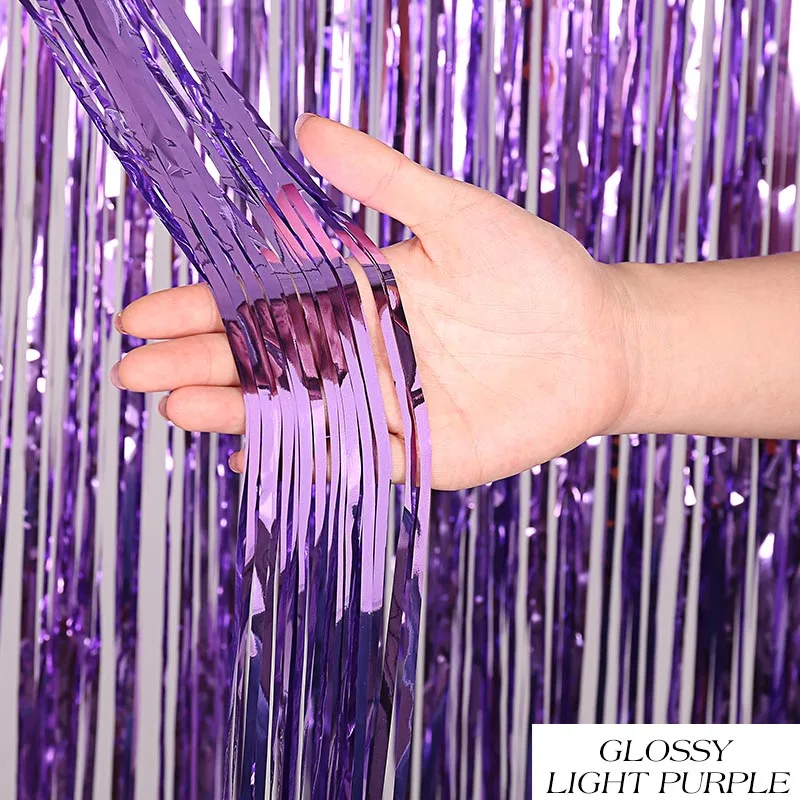 Свадебное украшение, занавеска из фольги с блесной, занавеска на день рождения, свадьбу, блесток, фон для взрослых, единорог, вечерние занавески на стену для детского душа - Цвет: glossy-light purple
