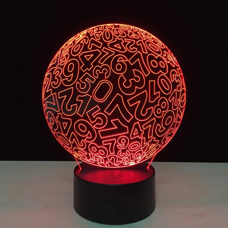 3D USB Touch Night Light Number Ball Pattern High Transmittance Acrylic Pane Funny Table Lamp Changeable Colors Deco LED | Лампы и