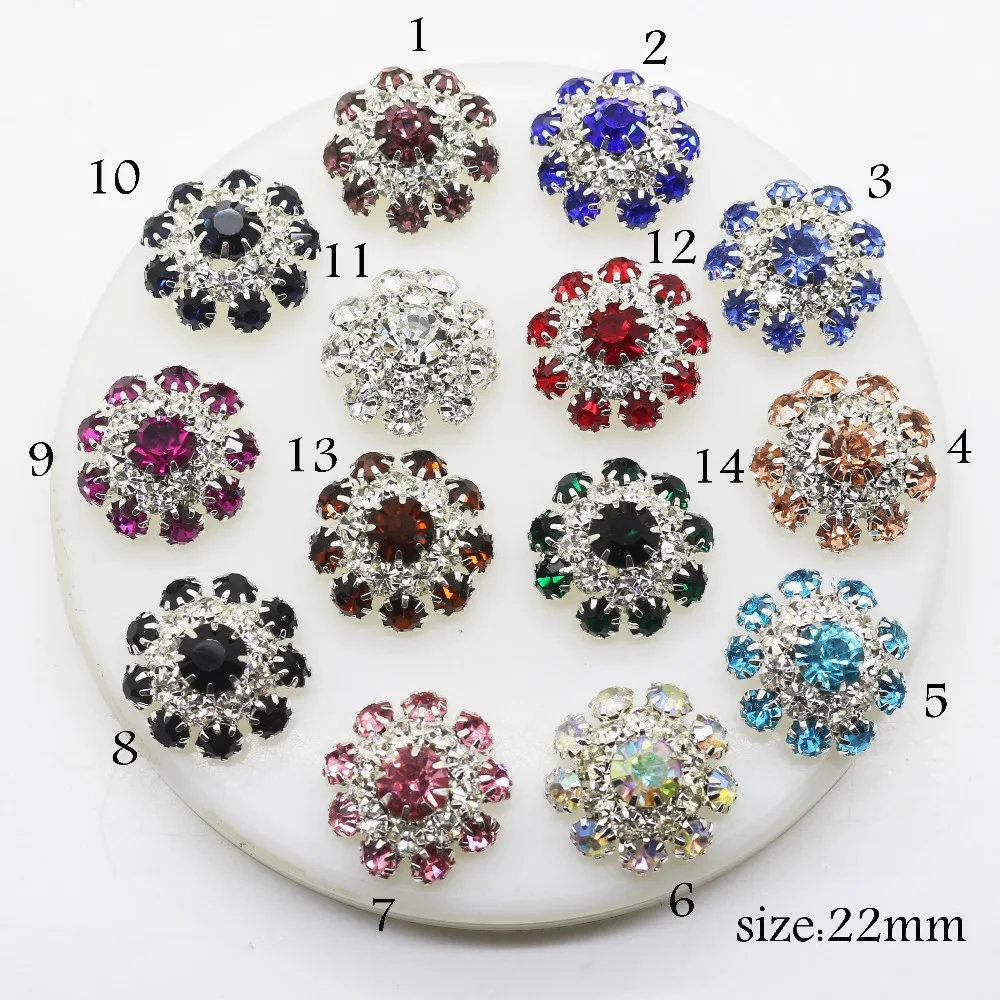 

10pcs / lot 22mm (can be mixed) Shiny no scratch crystal rhinestone sliver metal button sewing-on garments accessory.