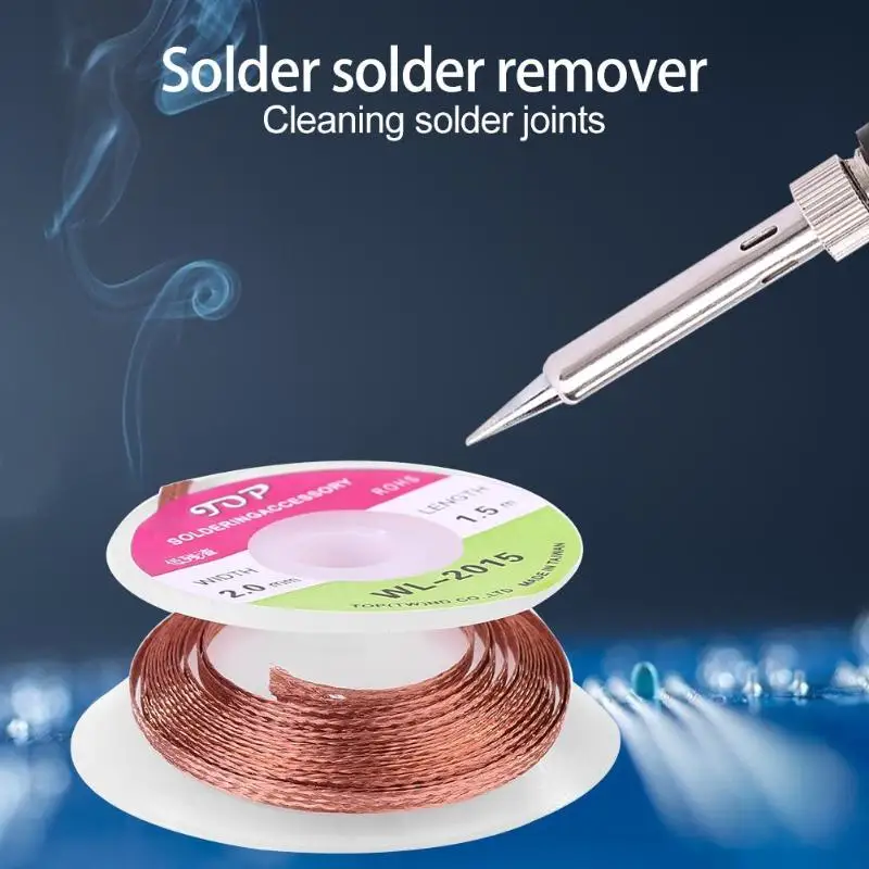 

1.5mm 2mm 2.5mm 3mm 3.5mm Width 1.5M Length Desoldering Braid Welding Solder Remover Wick Wire Lead Cord Flux BGA Repair Tool