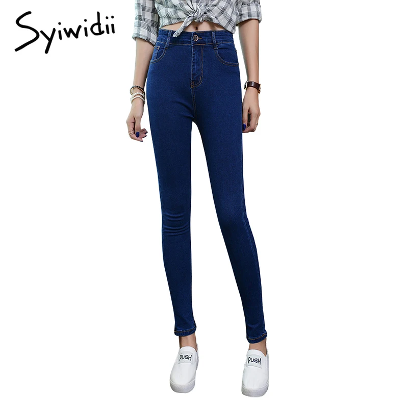 Women jeans Plus Size High Waist Stretch Washed Skinny Jeans Woman Denim Pants 2019 Pencil Light Blue Gray Black hot sale