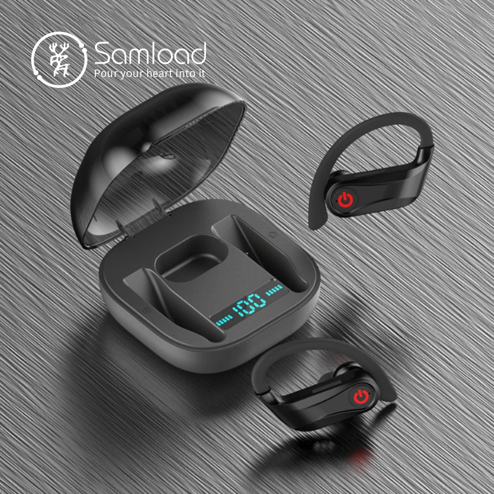 

Samload Sports Wireless headphone Bluetooth 5.0 Earphone Noise Clearing Earbud with LED Digital Display Charger box for iPhone X