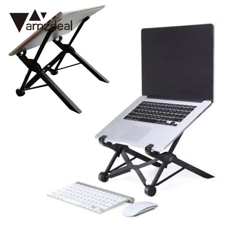 AMZDEAL Universal Height Adjustable Folding Stand Bracket Gasket Desktop For MacBook Laptop Notebook Table lapdesk Black AMZDEAL Universal Height Adjustable Folding Stand Bracket Gasket Desktop For MacBook Laptop Notebook Table lapdesk Black