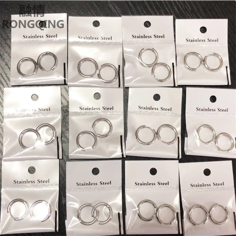 RONGQING 10 пар/упак. Модные круглые серьги-кольца из нержавеющей стали большие круглые женские серьги-кольца Подарки для женщин