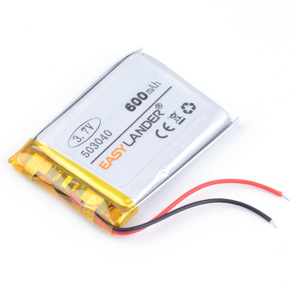3.7V 600mAh battery 503040 Lithium Polymer Rechargeable Battery Li Po