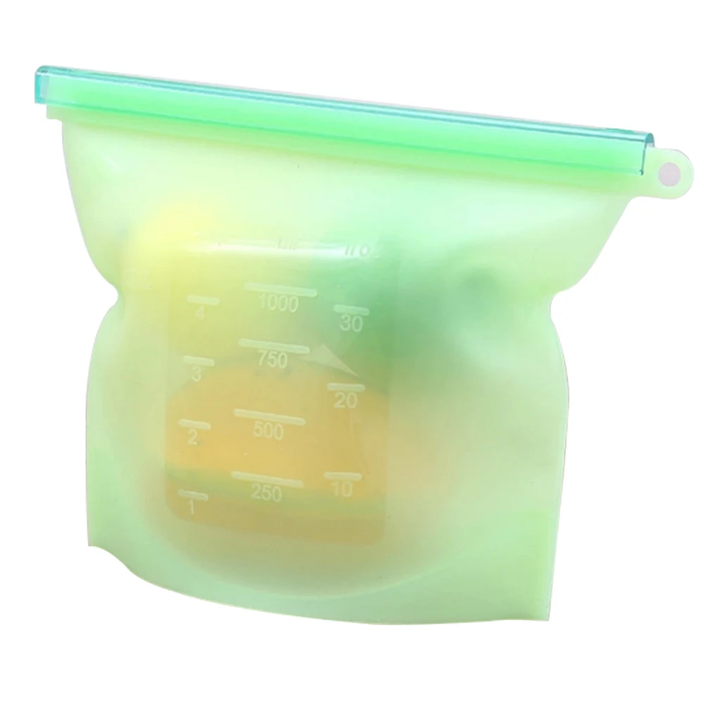 Kitchen Tool Food Silicone Fresh Bag Reusable Vacuum Sealed Freezer Bag Slide Lock SnacksSandwichesMeat Marinades Storage Bags (4)