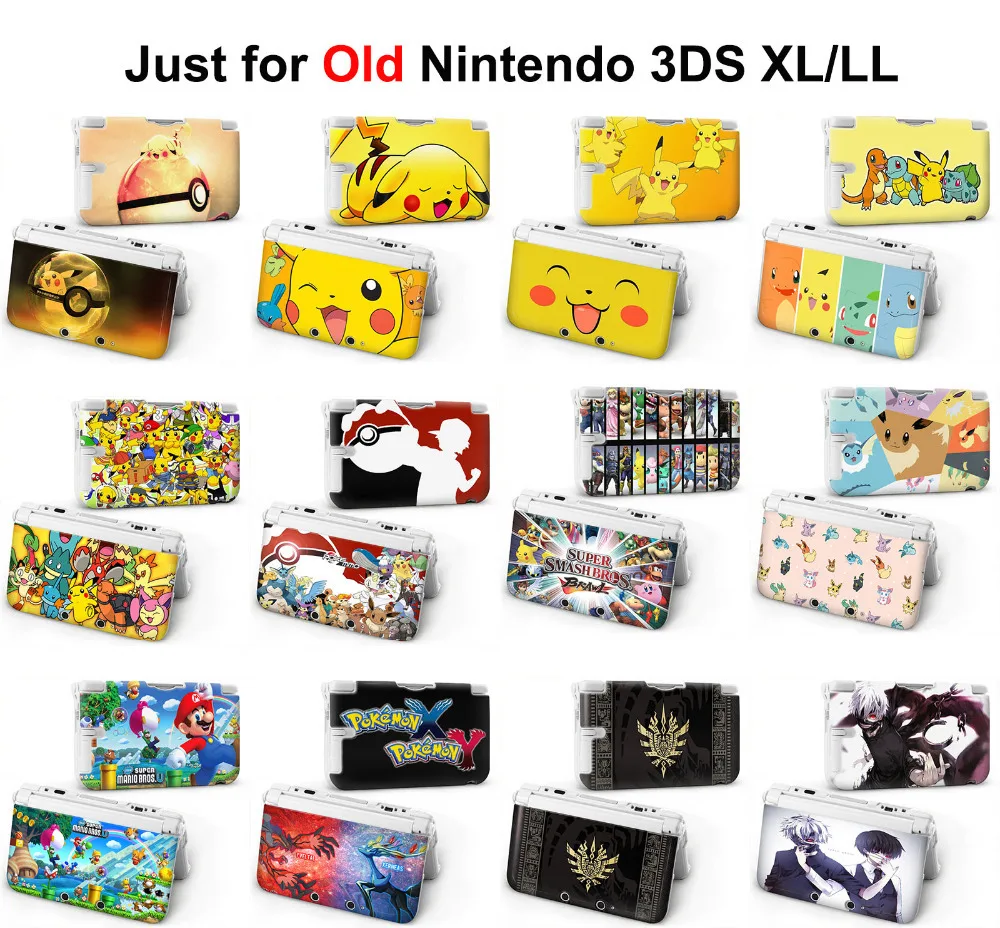

1pcs cute pokemon xy x y pikachu zelda Tokyo Ghou super mario Game Console Protective Hard Case Cover For old 3DS XL LL