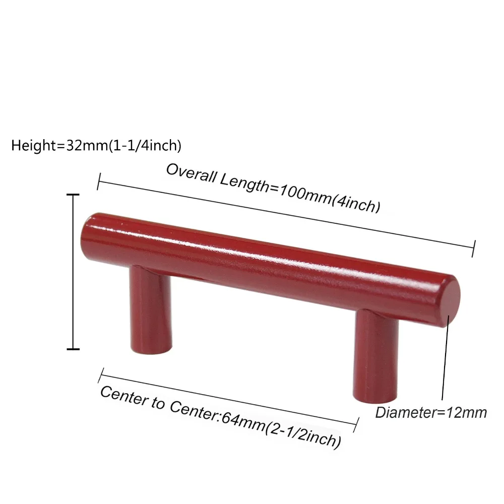 Probrico ручки шкафа и ручки красный/никель 64 мм Кухня ящика Тянет нержавеющая сталь 10 лот для современный шкаф