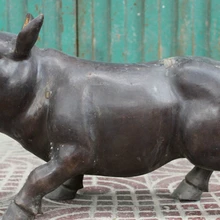 Xd 001792 2" Китайские Бронзовые Медь Народная Год Зодиака Скота Рев Свинья Свинья Свинья Статуя