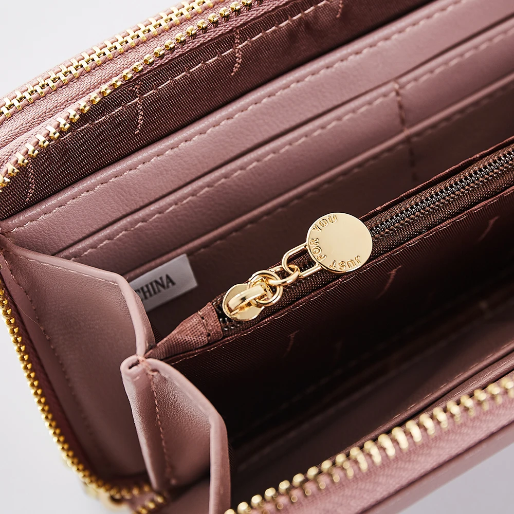 EYES IN LOVE Double Zipper Wristband Long Clutch Wallets For Women Large Capacity Card Holder Purse Phone Pocket Wallet Female EYES IN LOVE Double Zipper Wristband Long Clutch Wallets For Women Large Capacity Card Holder Purse Phone Pocket Wallet Female