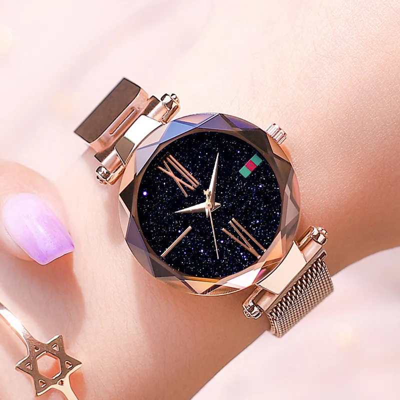 

Montre Femme Rose Gold Women Watches Fashion Elegant Magent Starry Sky Ladies Watches Quartz Wristwatches Clock relogio feminino