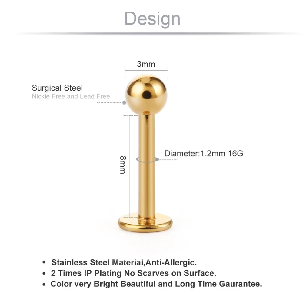 1 шт. из нержавеющей стали для губ губный серьги-гвоздики для носа шпильки для пирсинга для Для мужчин Для женщин серьги-улитки штангой ювелирные изделия для пирсинга LB19