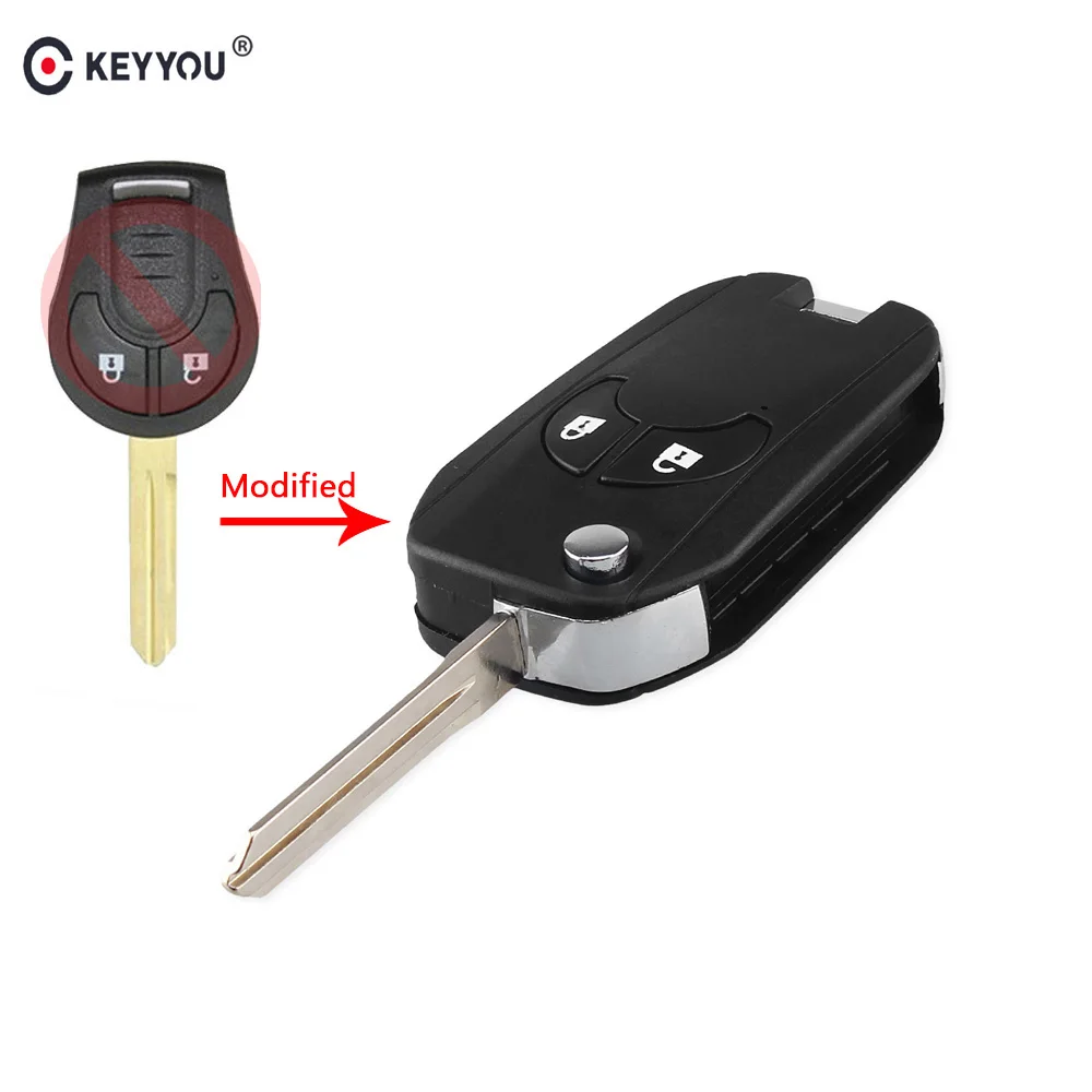 

KEYYOU 2 Button Flip Folding Remote Car Key Case Shell Fob Cover Case Styling For Nissan Cube Micra Qashqai Juke Altima Maxima