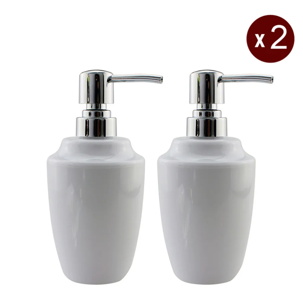 

2pcs/lot Acrylic Soap Lotion Liquid Dispenser Pump Bottle Kitchen or Bathroom Countertops Clear/Chrome 12 OZ (White)