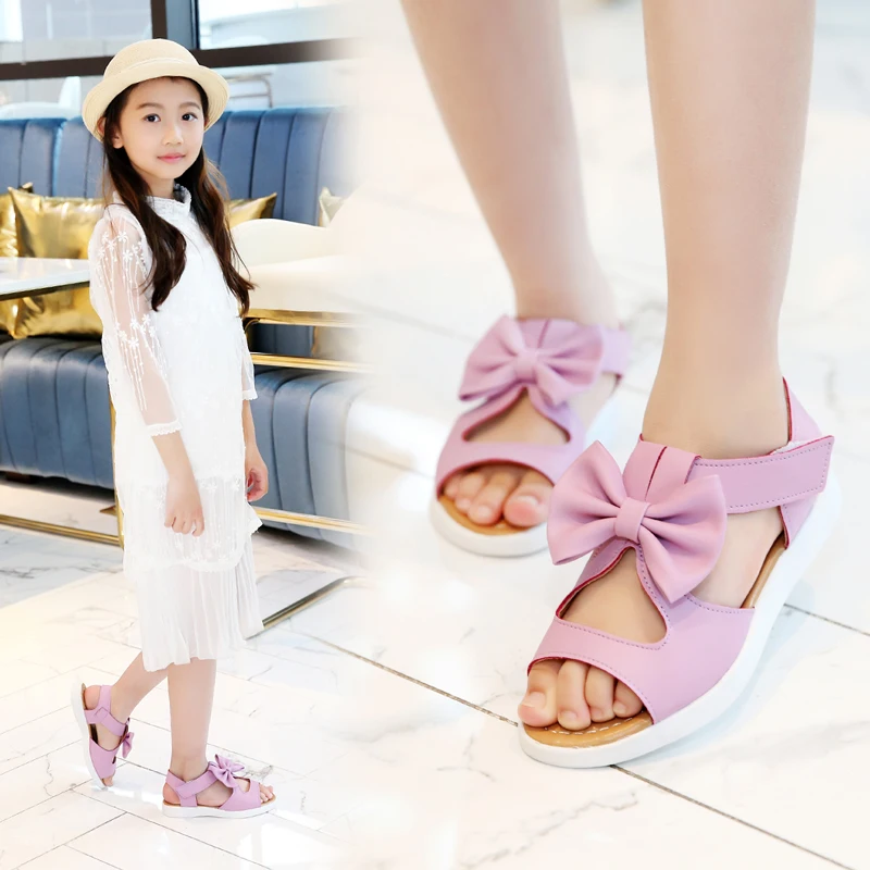 

New little baby Girls Sandals Children Casual soft bottom Kids Sandal Girl princess shoes pink white 2 3 4 5 6 7 8-16