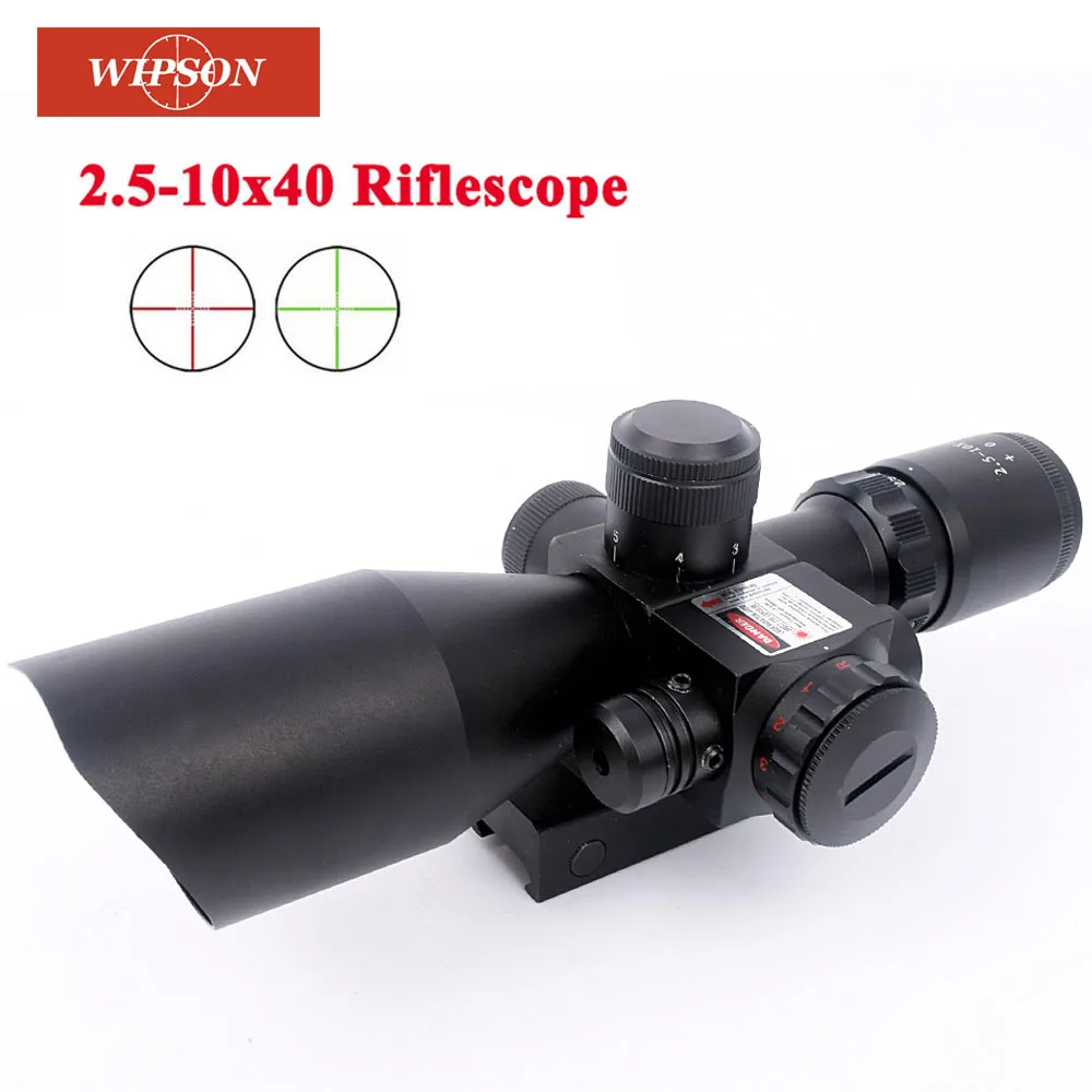 

WIPSON 2.5-10X40 Riflescope Illuminated Tactical Riflescope with Red Laser Scope Hunting Scope