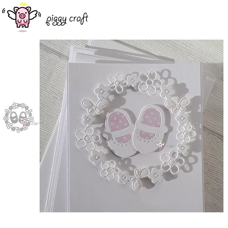 

Piggy Craft metal cutting dies cut die mold Baby shoes flower ring Scrapbook paper craft knife mould blade punch stencils dies