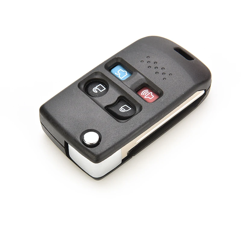 

Black Key Case for Car 1PC Remote FOB Key Pouch Shell Modify Uncut 4 Buttons Flip folding For Ford Key Case for Car Accessories