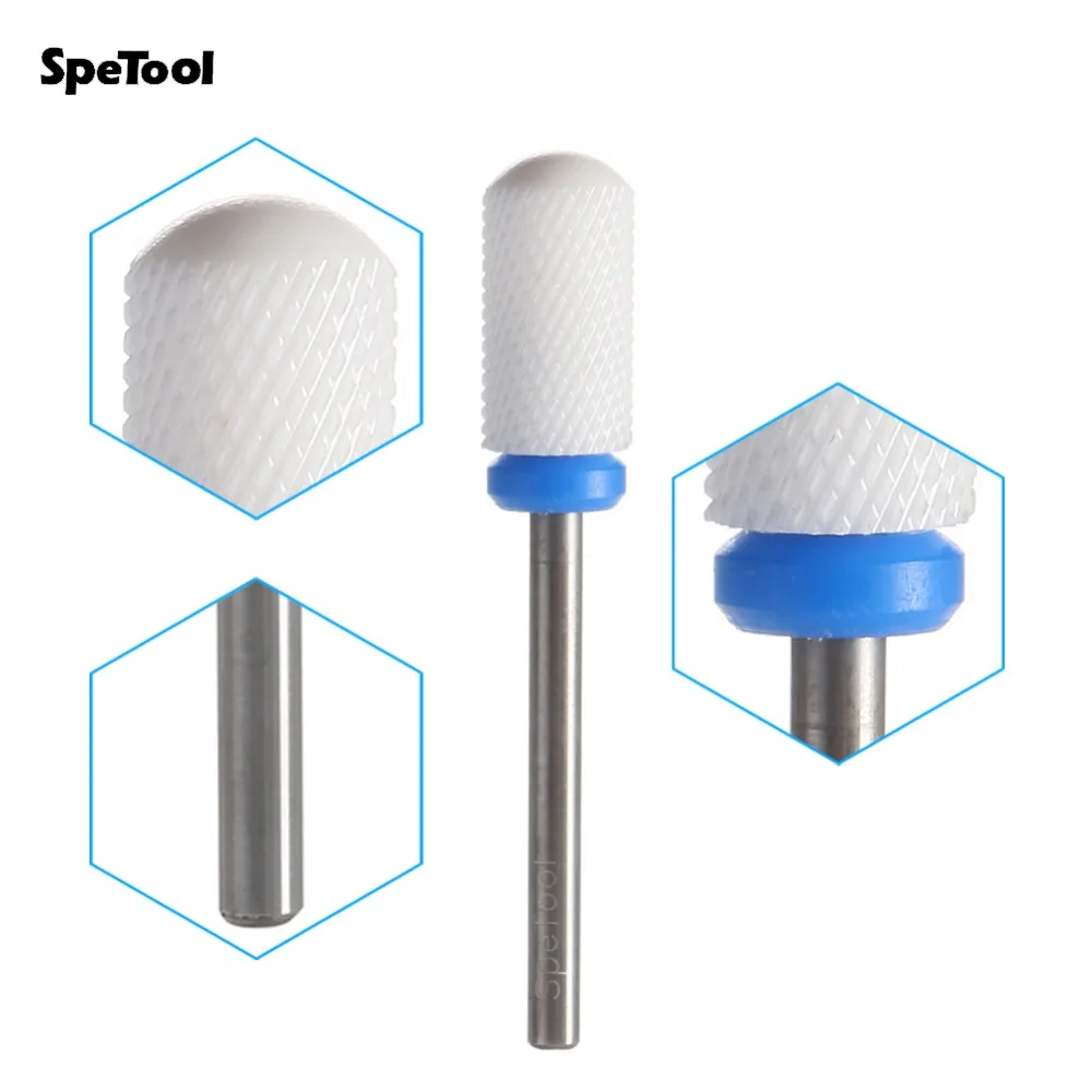 

SpeTool Ceramic Nail Bits Round Top Nail File Rotating Burrs Manicures Pedicure Grinding Teeth Whitening For Dental Drill Bit 14