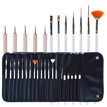 

20pcs Nail Art Brush Kit UV Gel Polish Painting Drawing Brushes Pen Professional Nail Dotting Manicure Clean Brush Tools T22