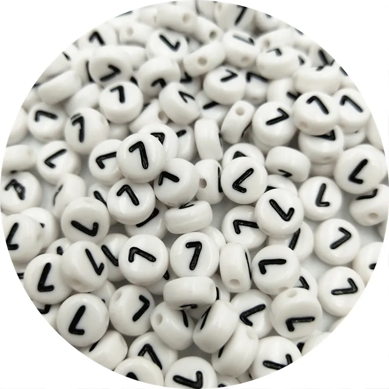 

0-9 Arabic Numeral White 4*7mm Acrylic Bead Flat Round Number Beads for Jewelry Making DIY Hand Chain / Gift Accessories 100pcs