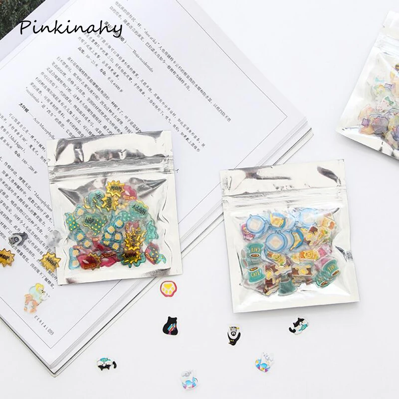 

100pc/lot Animal Cat Cartoon Gold Gilding drop glue Plastic Paper Mini sticker diary decorative sticker DIY cute School Supplies