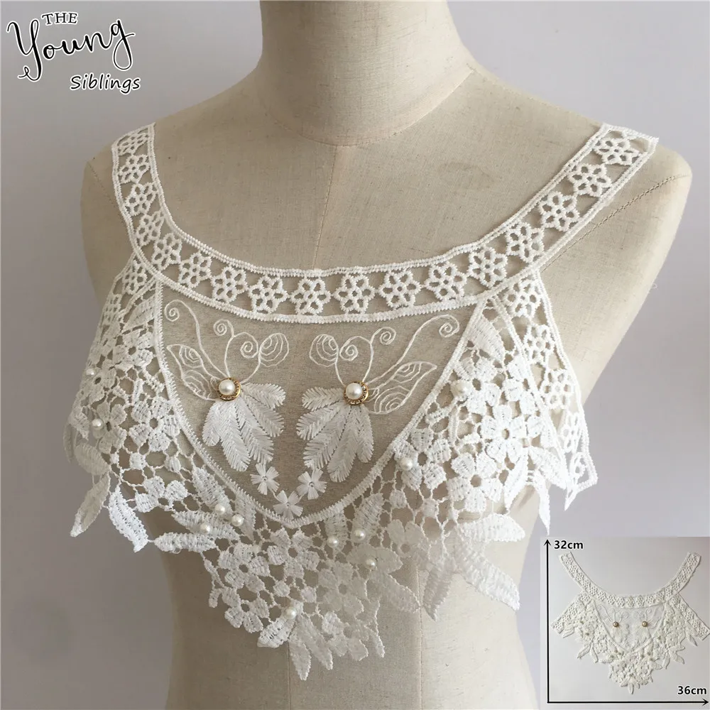 DIY Fashion Floral Collar Crochet Lace Neckline Clothes Sewing Applique
