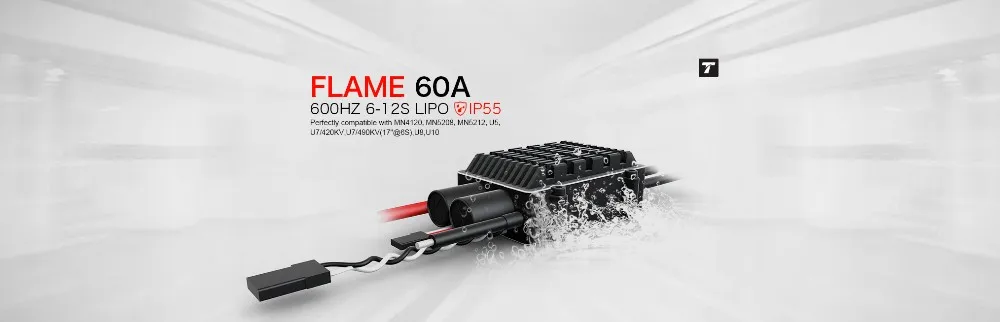 Т-двигатель пламя 60A HV(6-12s 600HZ без BEC) водонепроницаемый ESC для беспилотного летательного аппарата