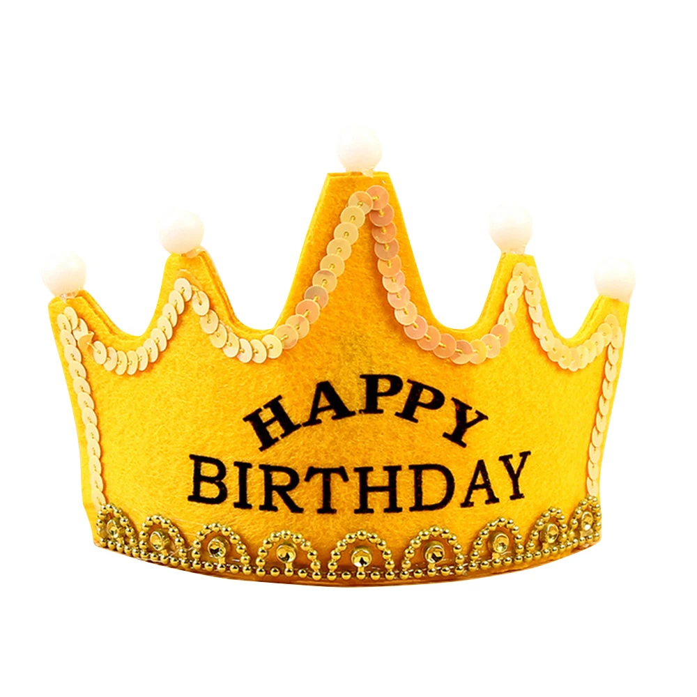 Birthday Crown с светодиодный светильник для мальчик и девочка принцесса король короной «С Днем Рождения» Кепки повязка на голову для рождественской вечеринки Прямая - Цвет: 04
