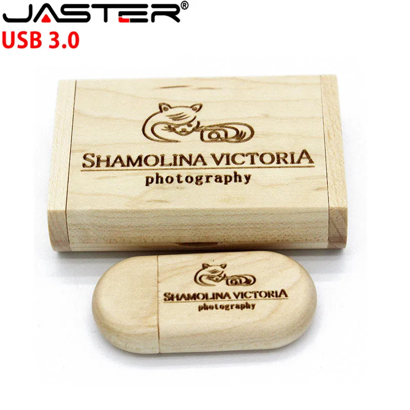 JASTER USB 3 0 логотип на заказ Деревянный usb + коробка персональный ручка накопитель 8