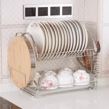 High Quality Multi-functional Stainless Steel Two-tier Storage Rack Dish Plate Bowl Drying Rack Organizer Drainer Storage Holder