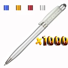 Набор 1000 шт цветной Кристальный стилус для сенсорного экрана и шариковая ручка, прозрачный цвет бриллиантовый вид украшения, рекламный логотип в подарок, на заказ