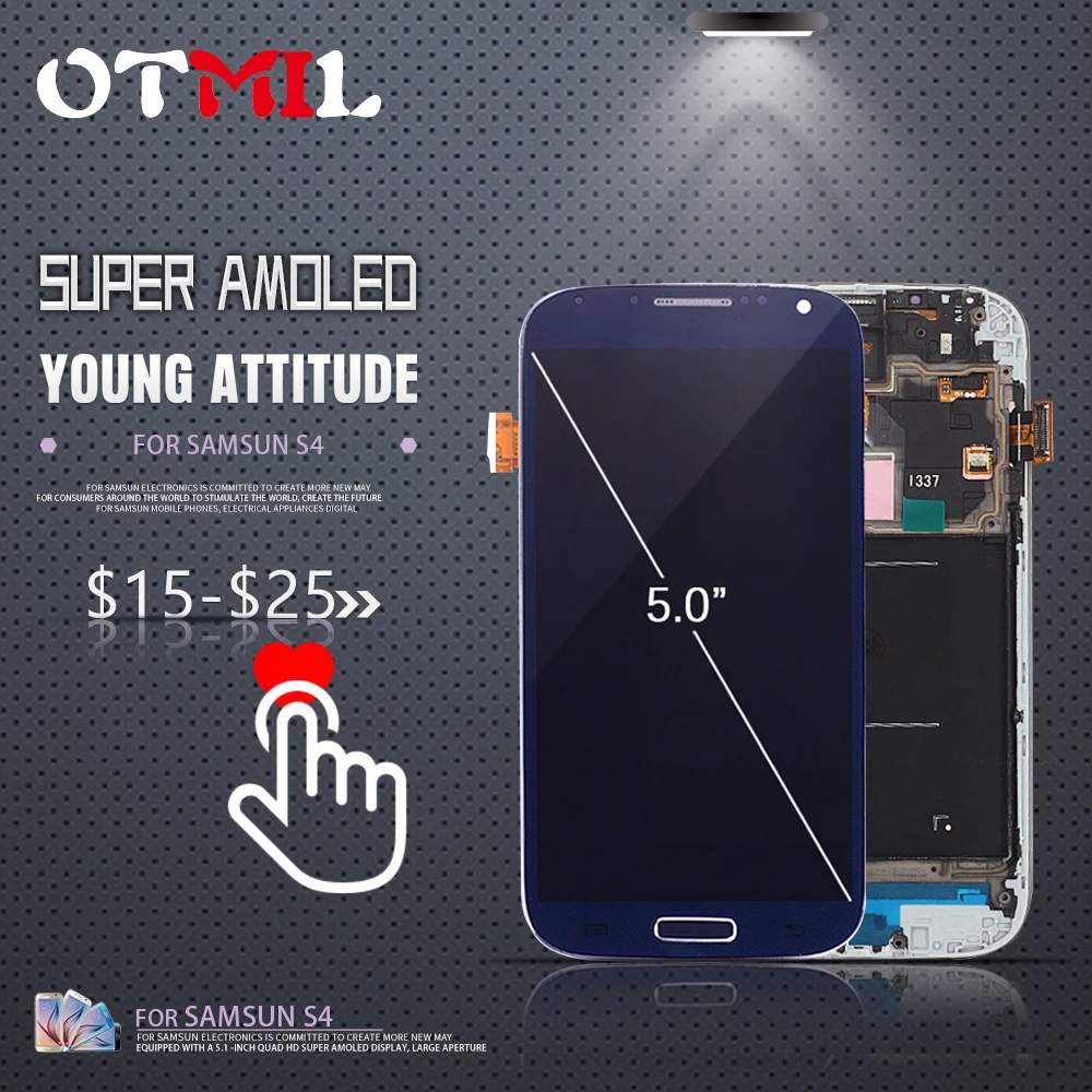 

5.0" 98% AMOLED LCD For SAMSUNG Galaxy S4 LCD Display Touch Screen with Frame i9500 i9505 i9506 i337 LCD For SAMSUNG S4 LCD#1